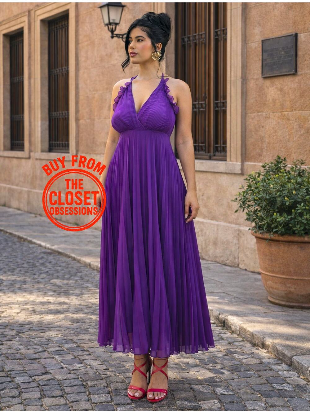 ZARA Purple Pleated Midi Dress NWT Wedding Guest Garden Party M